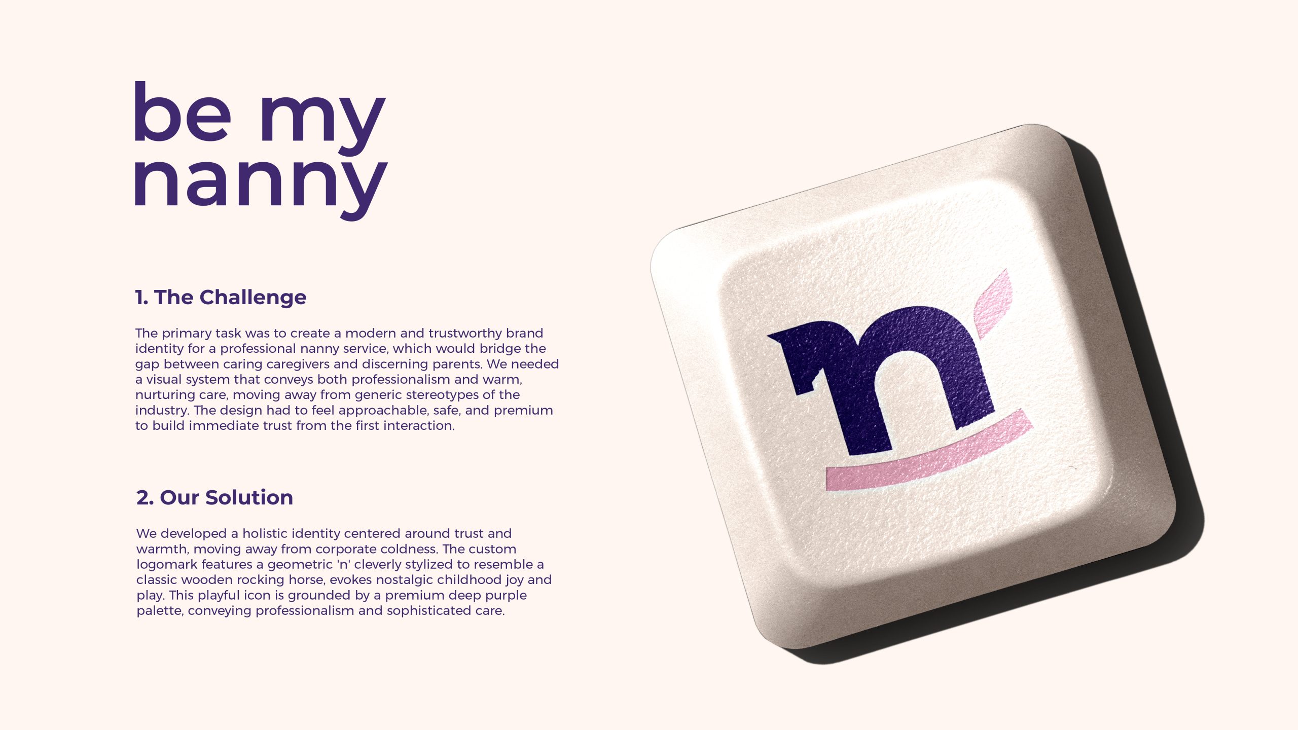 Creative logo design for Be My Nanny, with the letter 'n' shaped like a traditional wooden rocking horse by Atyan design